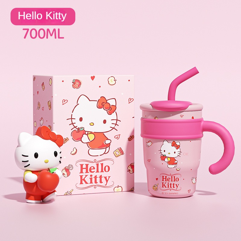 HELLO KITTY STAINLESS STEEL STRAW CUP 